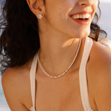 Collar de cadena con perlas y cuentas de plata