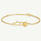 Pulsera de plata con alfiler de rosa