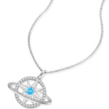 FANCIME Collar de plata de ley con piedra de nacimiento aguamarina de marzo "Promesa estelar"