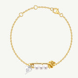 Pulsera de plata con perla y alfiler de rosa