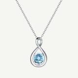 "Abrazo Infinito" Collar con colgante de símbolo de infinito en plata de ley con aguamarina, piedra de nacimiento de marzo - Plata