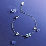 Pulsera de Plata de Ley con Esmalte Luminoso FANCIME "Mariposa Estelar"