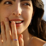 Anillo de Plata con Flor “Susurro de Glicina” con Turmalina Rosa