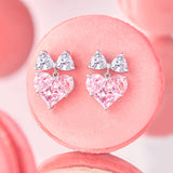 Pendientes de plata de ley con corazón rosa "Bow For Princess" de FANCIME