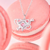 FANCIME "Sweetheart" Collar de plata de ley con planeta rosa