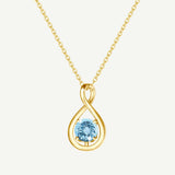 Collar con colgante de plata esterlina símbolo infinito "Abrazo infinito" con aguamarina piedra de nacimiento de marzo - Oro
