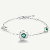 Trinity Textured Silver Bracelet in Created Emerald
