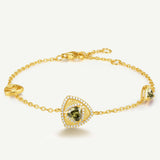 Trinity Textured Silver Bracelet in Created Peridot