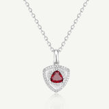 Trinity Textured Silver Necklace in Created Ruby