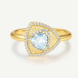 Trinity Textured Silver Ring in Created Aquamarine