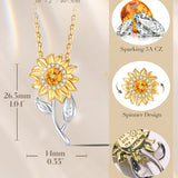 FANCIME "My Sunshine" Collar giratorio de plata de ley con girasol y citrino, piedra de nacimiento
