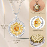 FANCIME "My Sunshine" Collar giratorio de plata de ley con girasol recortado y citrino, piedra de nacimiento