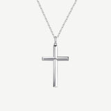 Collar para hombre FANCIME con cruz de borde biselado en plata de ley