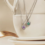 Trinity Textured Silver Necklace in Created Emerald