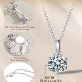 Collar con colgante de piedra de nacimiento moissanita en oro blanco macizo de 14K y cadena de plata de ley FANCIME "Flor Eterna"