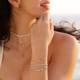 Pulsera de plata con piedra de nacimiento Ojo del océano en aguamarina