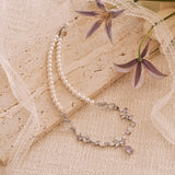 Collar de promesa de plata suave con gota de flor de glicinia