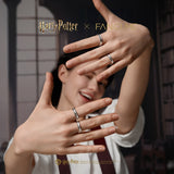 Harry Potter x FANCIME Anillo de Plata de Ley de la Casa Hufflepuff