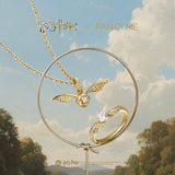 Harry Potter x FANCIME Collar de Plata de Ley con Snitch Dorada