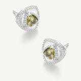 Trinity Textured Silver Earrings in Created Peridot