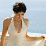 Collar colgante en Y con flor "Wisteria Whisper" en plata de ley FANCIME