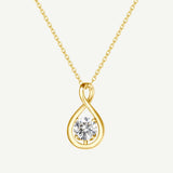 "Abrazo Infinito" Collar con colgante de símbolo de infinito en plata de ley con circonita cúbica, piedra de nacimiento de abril - Oro