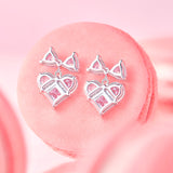 Pendientes de plata de ley con corazón rosa "Bow For Princess" de FANCIME
