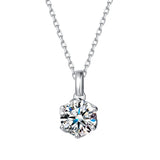 Collar con colgante de piedra de nacimiento moissanita en oro blanco macizo de 14K y cadena de plata de ley FANCIME "Flor Eterna"