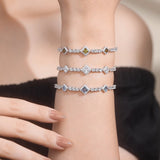 Pulseras de tenis de plata de ley con piedra de nacimiento de abril "Brillo Cuadrado" FANCIME