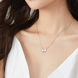 Collar de plata de ley con lazo mariposa "Crystal Bow" de FANCIME