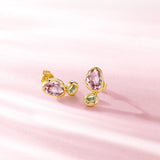 Pendientes de plata con amatista y peridoto, piedras de nacimiento Jardín secreto