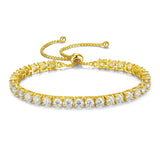 FANCIME Pulsera de tenis bolo de plata de ley con moissanita "La única"