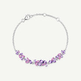 Pulsera de Plata con Barra de Flor “Susurro de Glicina” con Amatista