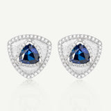 Trinity Textured Silver Earrings in Created Sapphire