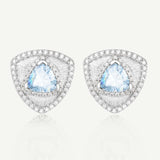Trinity Textured Silver Earrings in Created Aquamarine