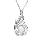 Collar de piedra de nacimiento de junio FANCIME Collar de perla de fénix Perla de agua dulce genuina de 9-10mm en plata de ley Joyería fina para mujer