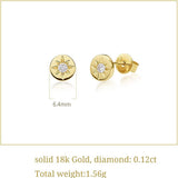 Pendientes de botón FANCIME estrella Hope con diamante en oro amarillo de 18K