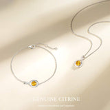 "Abrazo Infinito" Pulsera de plata de ley con símbolo de infinito y piedra de citrino, piedra de nacimiento de noviembre