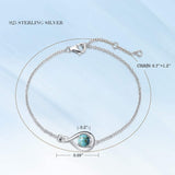 "Abrazo Infinito" Pulsera de plata de ley con símbolo de infinito y piedra de turquesa azul, piedra de nacimiento de diciembre