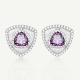 Trinity Textured Silver Earrings in Created Amethyst