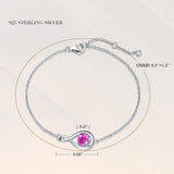 "Abrazo Infinito" Pulsera de plata de ley con símbolo de infinito y piedra de turmalina rosa, piedra de nacimiento de octubre