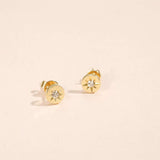 Pendientes de botón FANCIME estrella Hope con diamante en oro amarillo de 18K