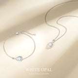 "Abrazo Infinito" Pulsera de plata de ley con símbolo de infinito y piedra de ópalo, piedra de nacimiento de octubre