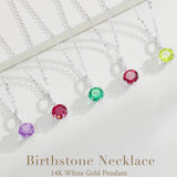 Collar con colgante de piedra de nacimiento peridoto en oro blanco macizo de 14K y cadena de plata de ley FANCIME "Flor Eterna"
