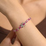 Pulsera de tenis de plata de ley con turmalina talla fancy cut piedra de nacimiento de octubre "Glamour Radiance"