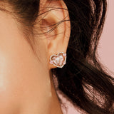 Pink Guardian Heart Silver Earrings