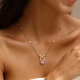 Collar con lazo de azúcar y corazón CZ "Heart Kiss" en plata de ley FANCIME