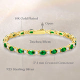 FANCIME "Glamour Radiance" Pulsera de tenis de plata de ley con esmeralda tallada elegante, piedra de nacimiento de mayo