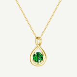 "Abrazo Infinito" Collar con colgante de símbolo de infinito en plata de ley con esmeralda, piedra de nacimiento de mayo - Oro