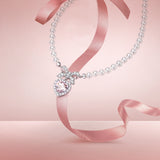 Collar de Plata FANCIME "Beso de Corazón" con Lazo de Azúcar